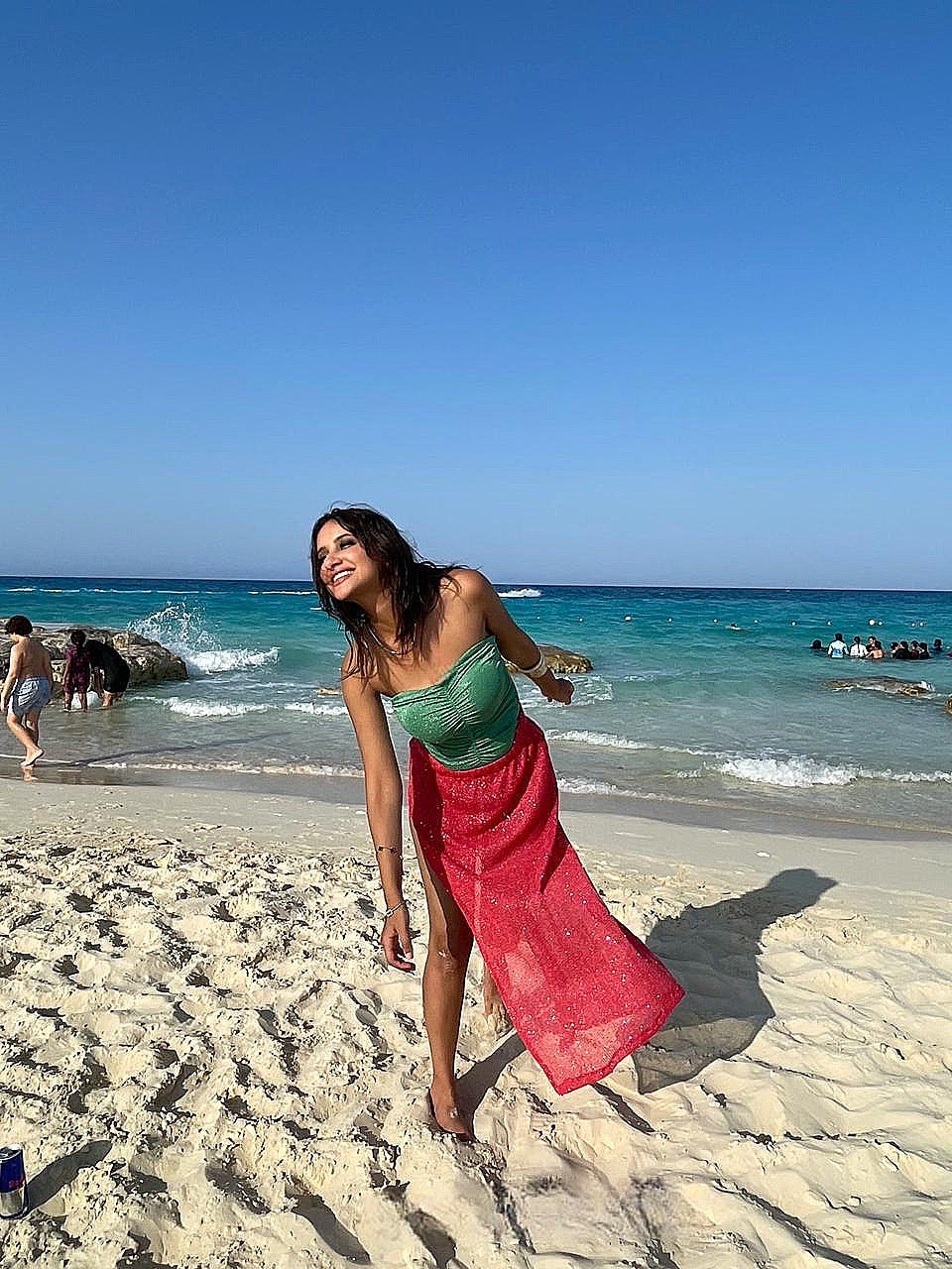 watermelon knit beach skirt